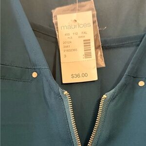 Maurices Blue Zip-Up Blouse